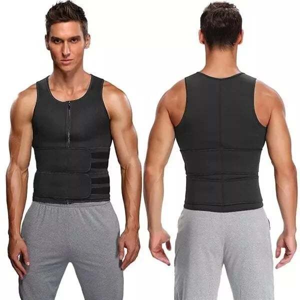 Men's Body Shaper Sauna Vest Waist Trainer Double Belt