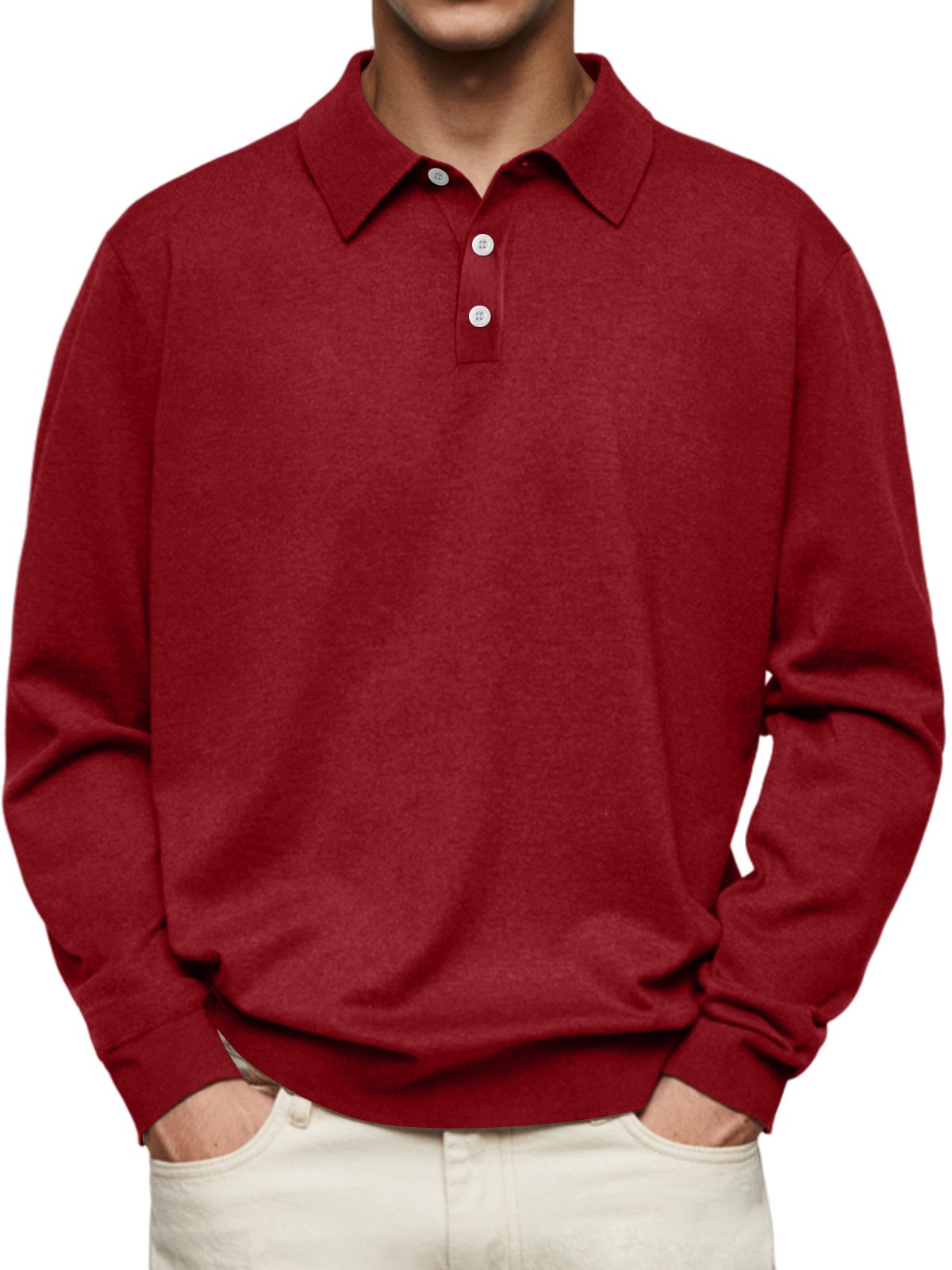 ❄️Winter Sales 49%OFF🔥Men's Casual and Comfortable Solid Color Lapel Long Sleeve POLO Shirt