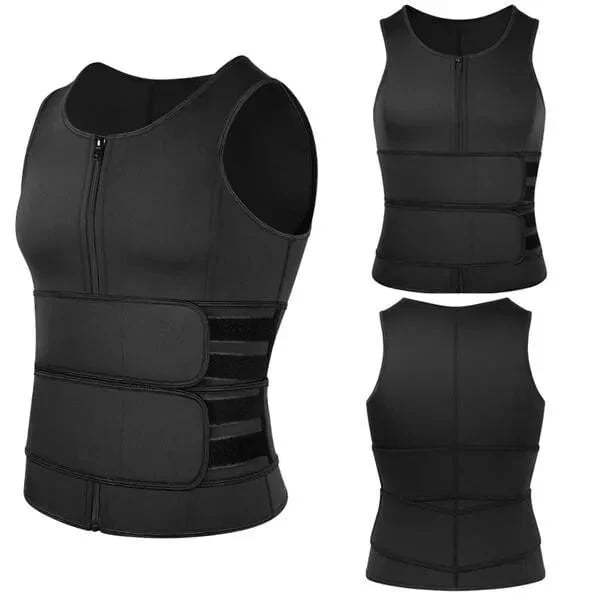 Men's Body Shaper Sauna Vest Waist Trainer Double Belt