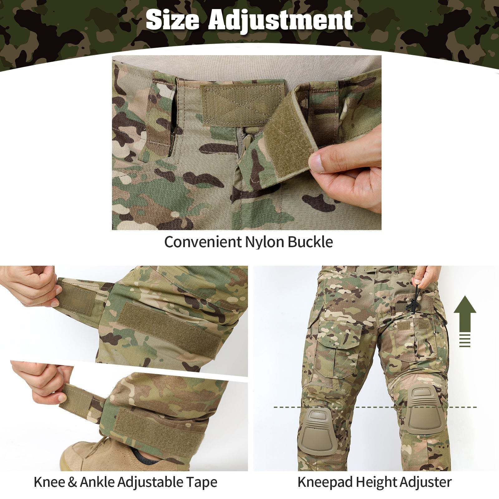 G3 Pro Combat Pants with Knee Pads Rip - Stop Tactical Pants Camouflage - TWS USA