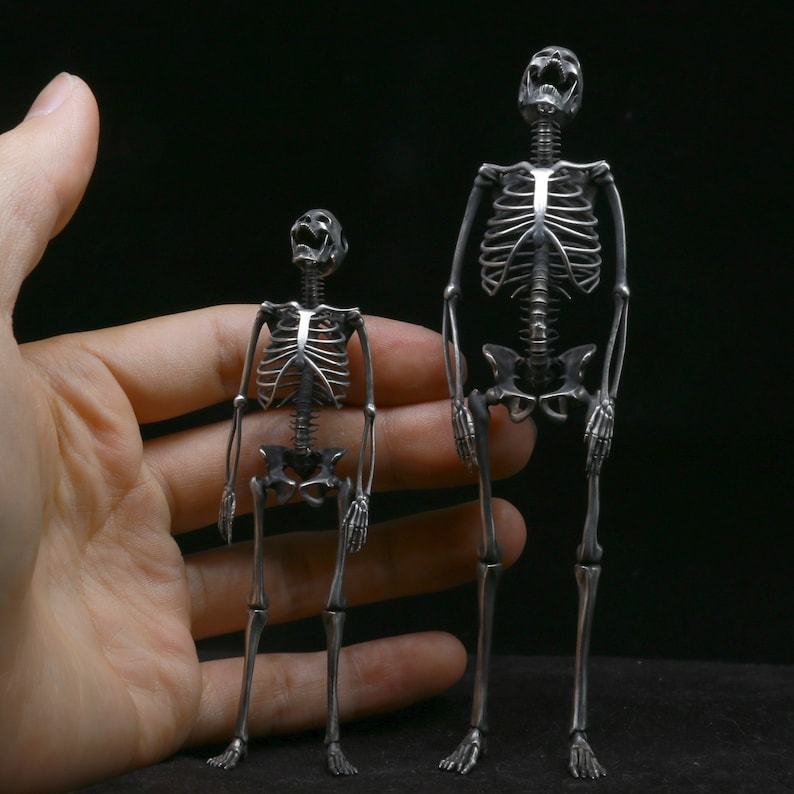 Skeleton Pendant Silver Large Medical Skeleton Brooch Handmade Customise Halloween Biker Horror Spooky Halloween Necklace Skull Pendant