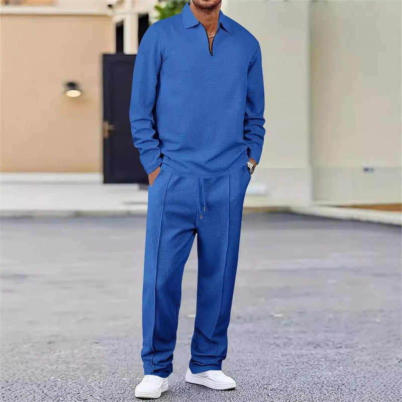 Men’s Waffle Knit Sweatshirt & Straight-Leg Pants Set