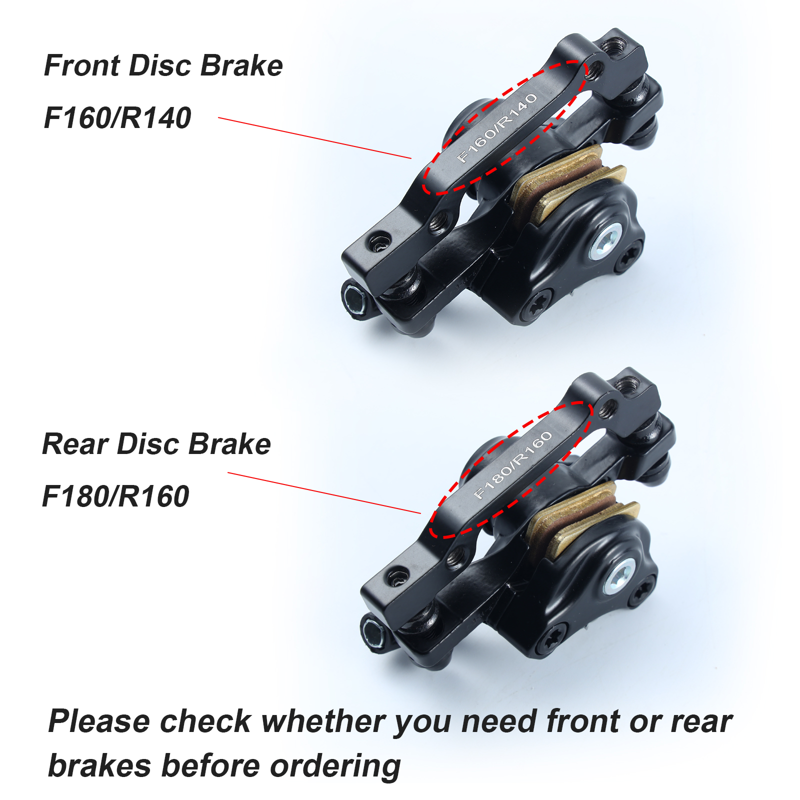 EBKAROCY Rear Disc Brake for 20in 750w Ebike （F180/R160）