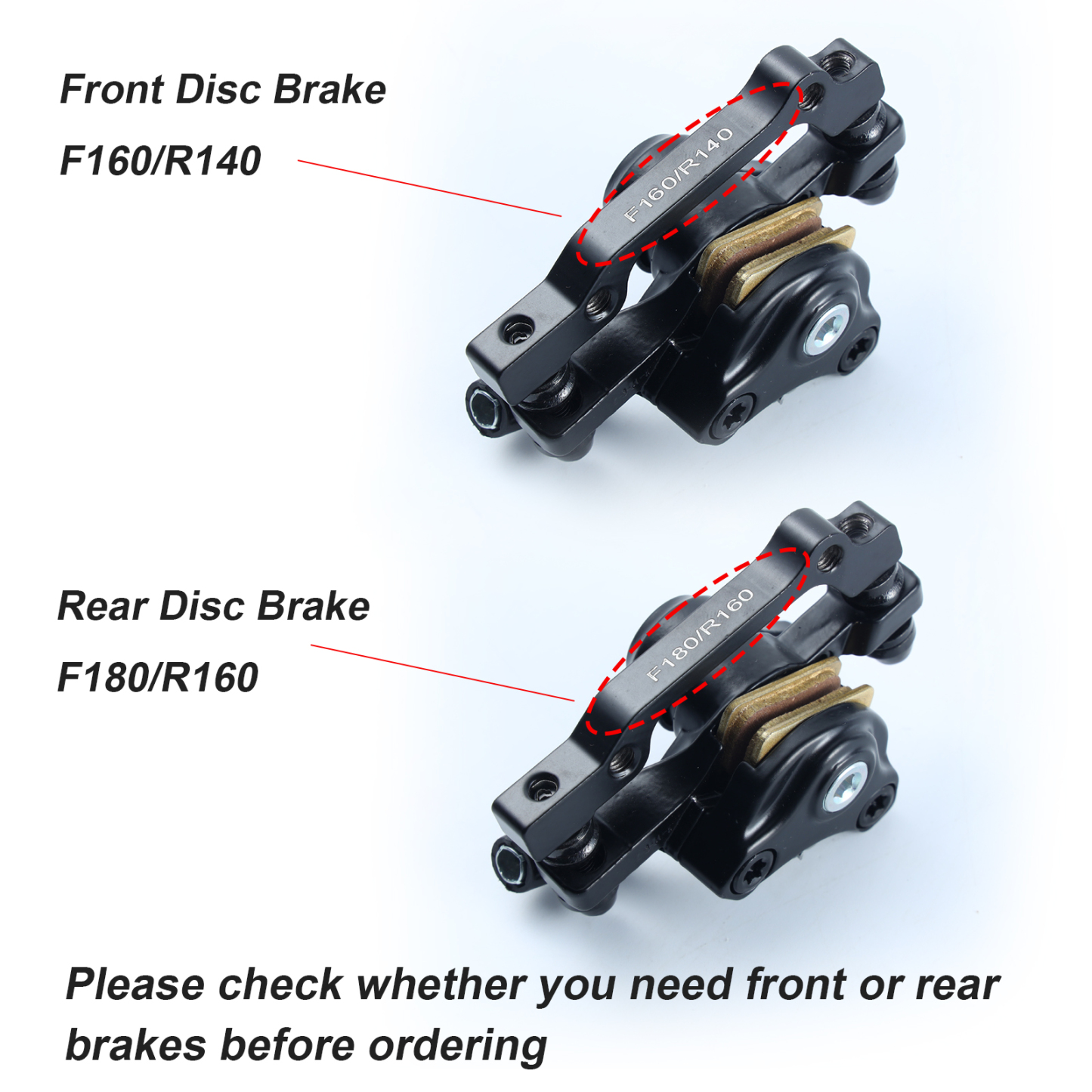 EBKAROCY Rear Disc Brake for 20in 750w Ebike （F180/R160）