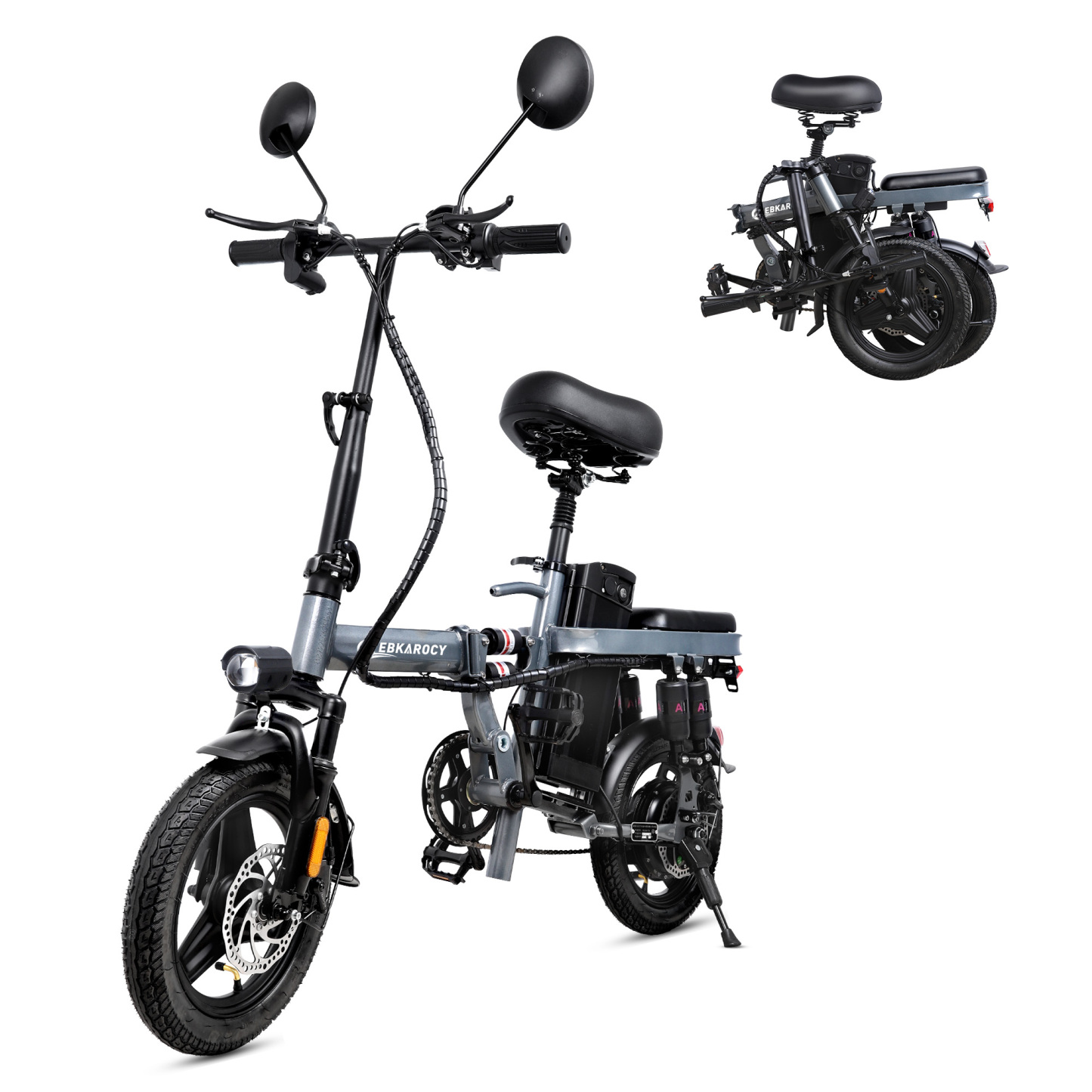 EBKAROCY Electric Bike for Adults,48V 20Ah Lithium Battery 28-45 miles,14'' Adults Electric Bicycles with Multiple Shock Absorption, Lightweight E-Bike