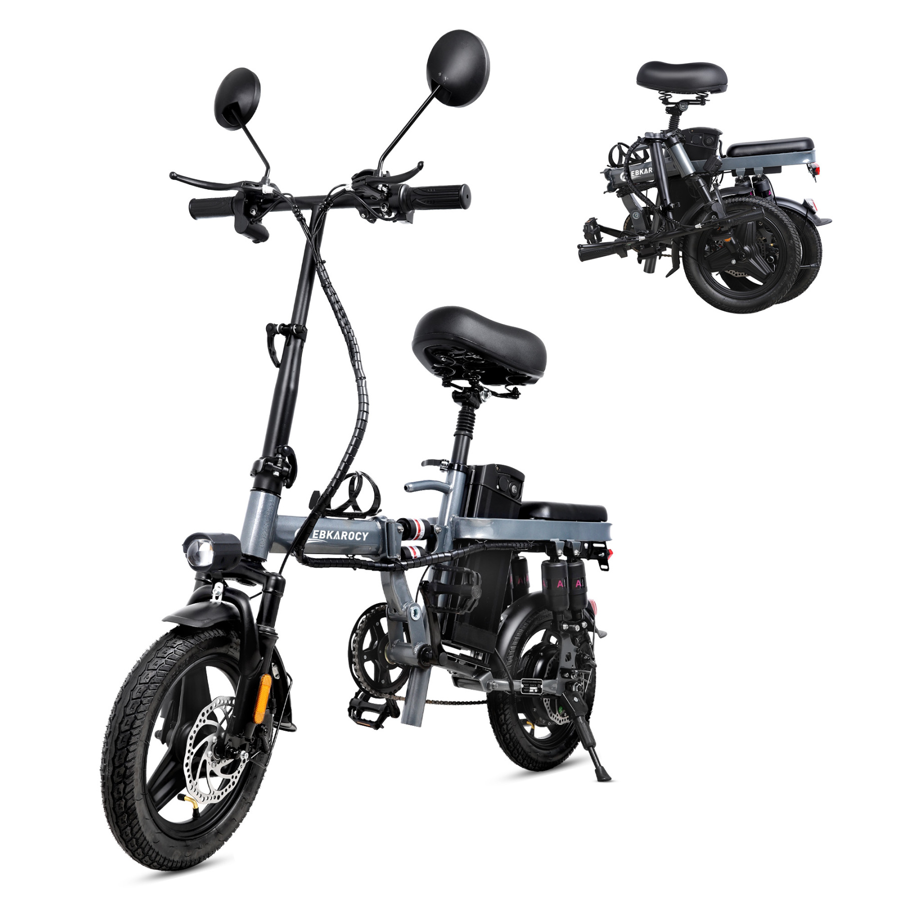 EBKAROCY Ebikes for Adults, 400W Motor 22MPH Max Speed, 14” Tire, 48V 15AH Removable Battery 