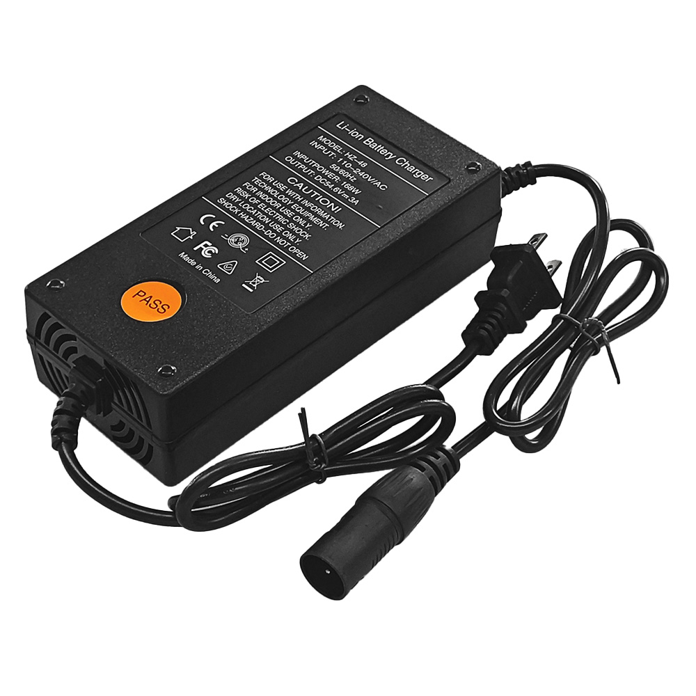 EBKAROCY 54.6V 3A Charger for 48v Lithium li-ion Battery Pack with XLR Connector Input Voltage 110-240V 