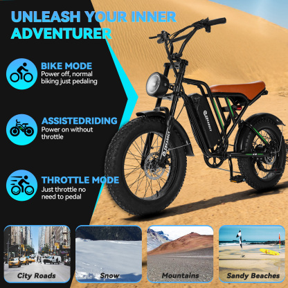 EBKAROCY Ebikes for Adults,750W Peak Motor, 65+ Miles Long Range,Full Suspension,7-Speed All-Terrain 20" Fat Tire Electric Motorcycle Dirt Bike,48V 15Ah Lithium Battery