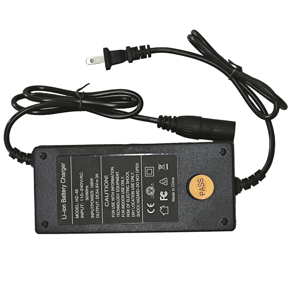 EBKAROCY 54.6V 3A Charger for 48v Lithium li-ion Battery Pack with XLR Connector Input Voltage 110-240V 