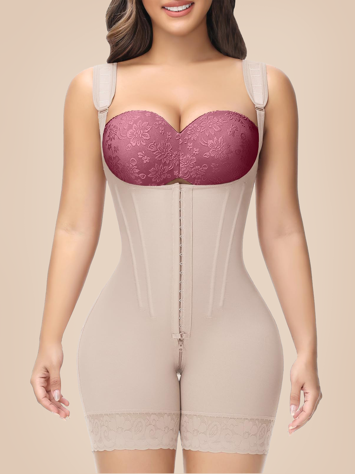 Hook & Eye Tummy Control Zipper Crotch Shaping Bodysuit