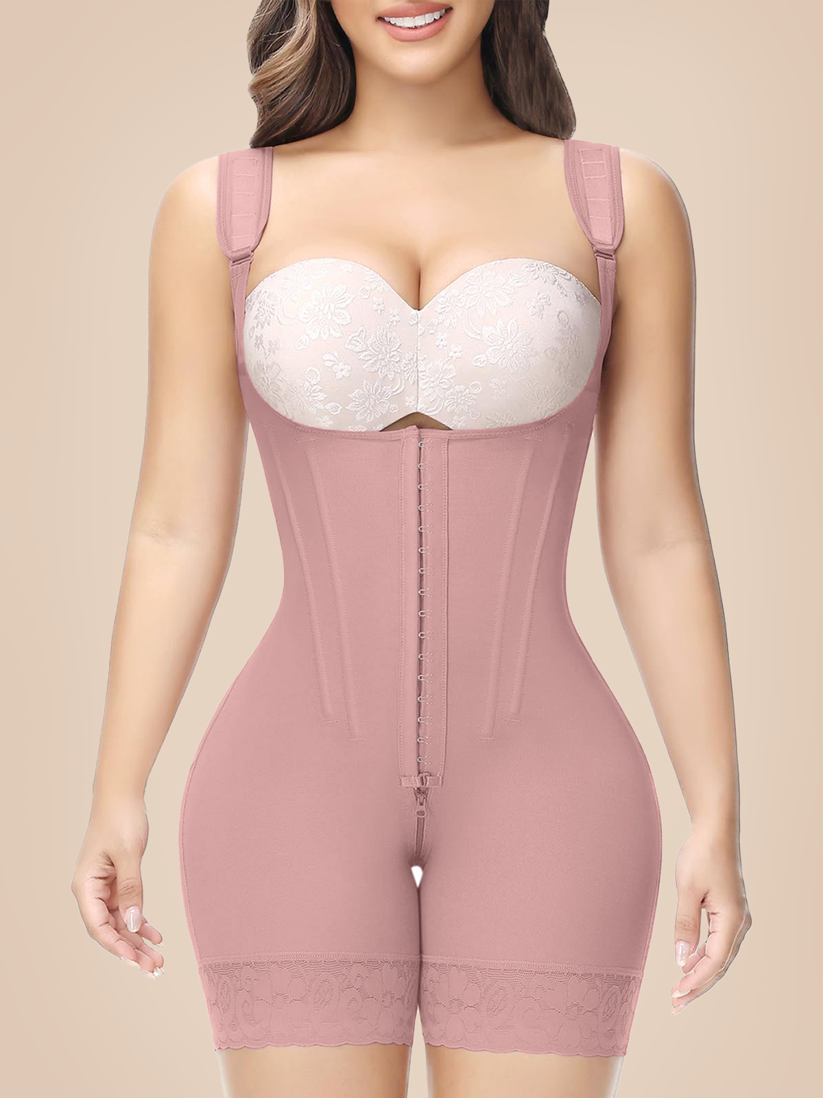 Hook & Eye Tummy Control Zipper Crotch Shaping Bodysuit