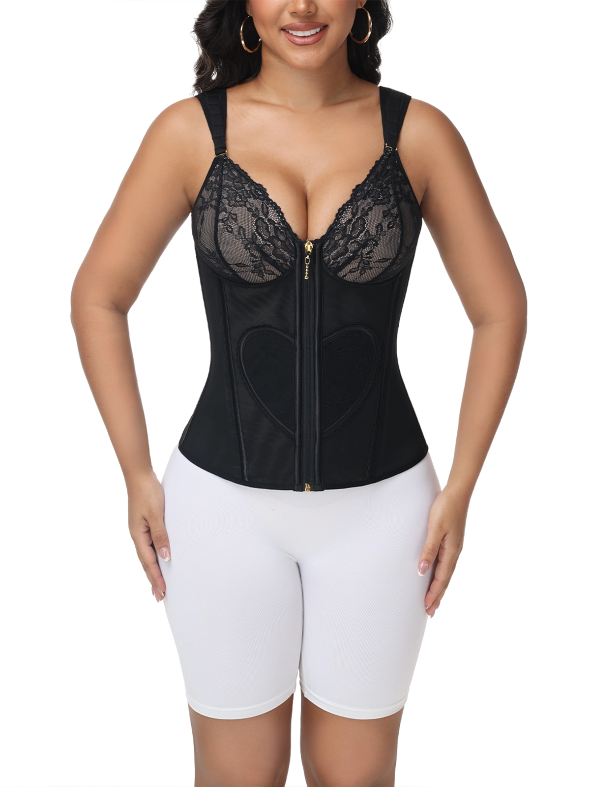 Shapshe® Lace Panel Cutout Heart Design Waist Trainer