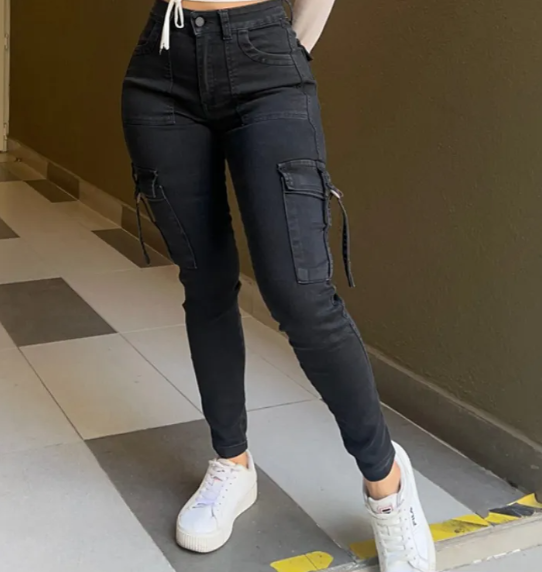 ChicCurve Light Blue Skinny Cargo Jeans Ref100124