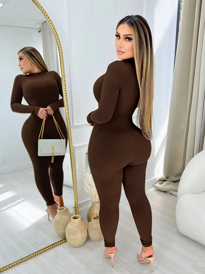 Fashion Ribbed Tight-fitting One-piece Jumpsuit