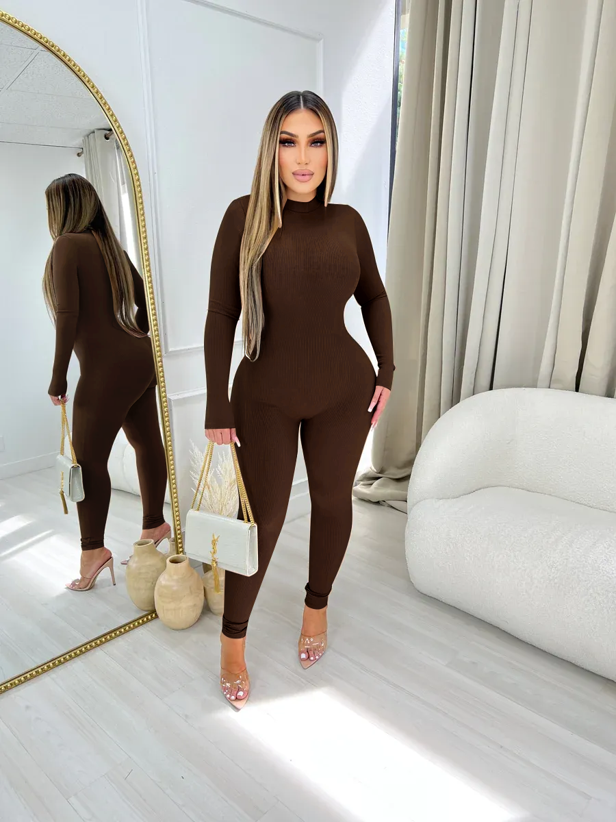 Fashion Ribbed Tight-fitting One-piece Jumpsuit