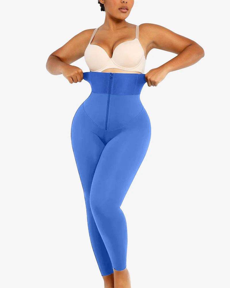 Black Waist Trainer 2-In-1 Leggings With Zipping Hourglass Figure