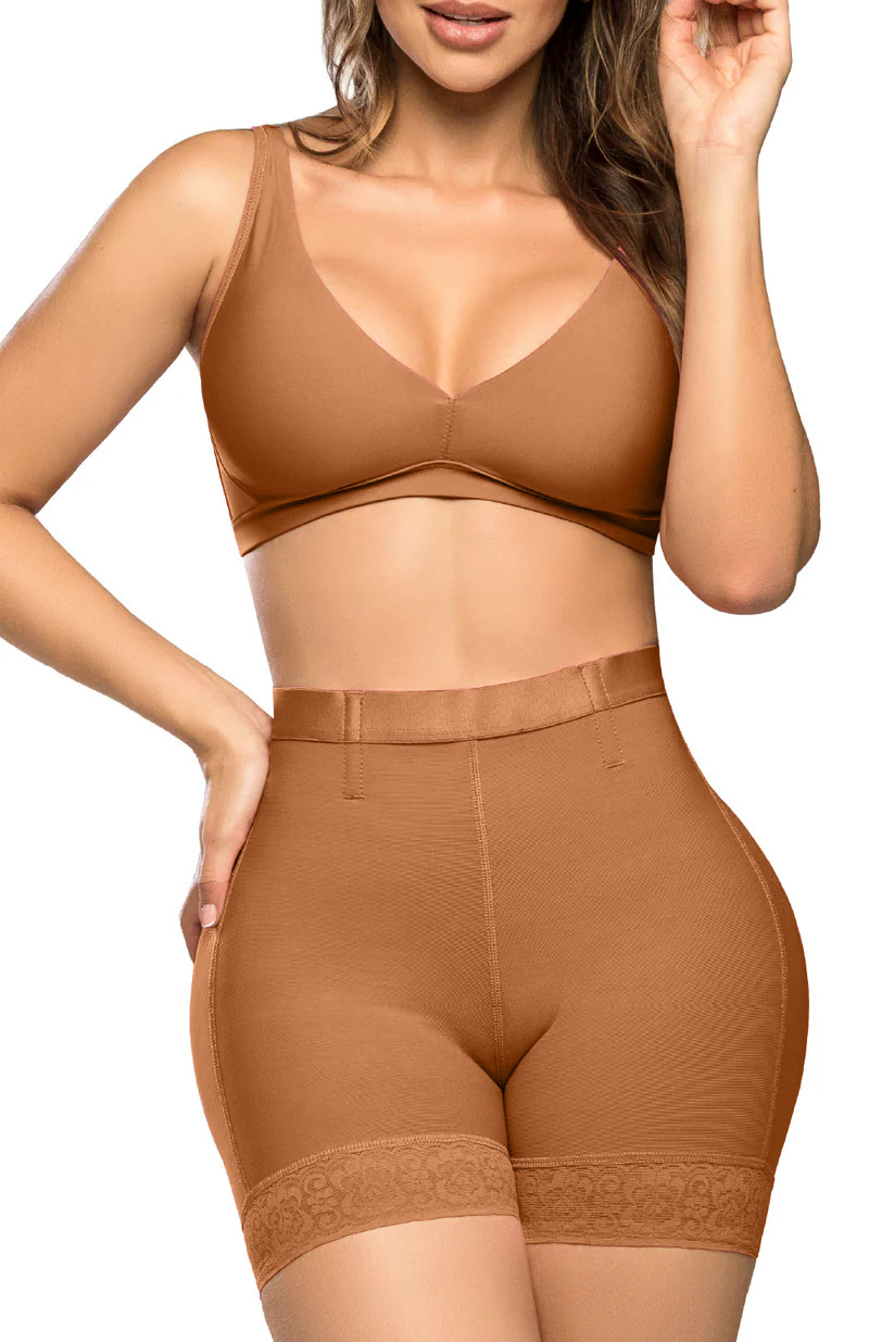 High Waist Lace Trim Butt Sculpting Short