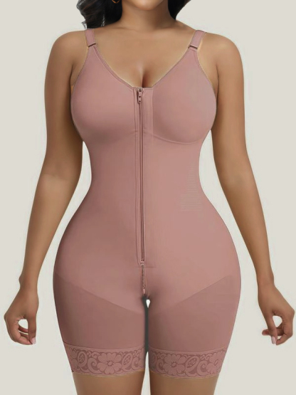 Breathable Leg Fabric Patchwork Bust Shaping Bodysuit