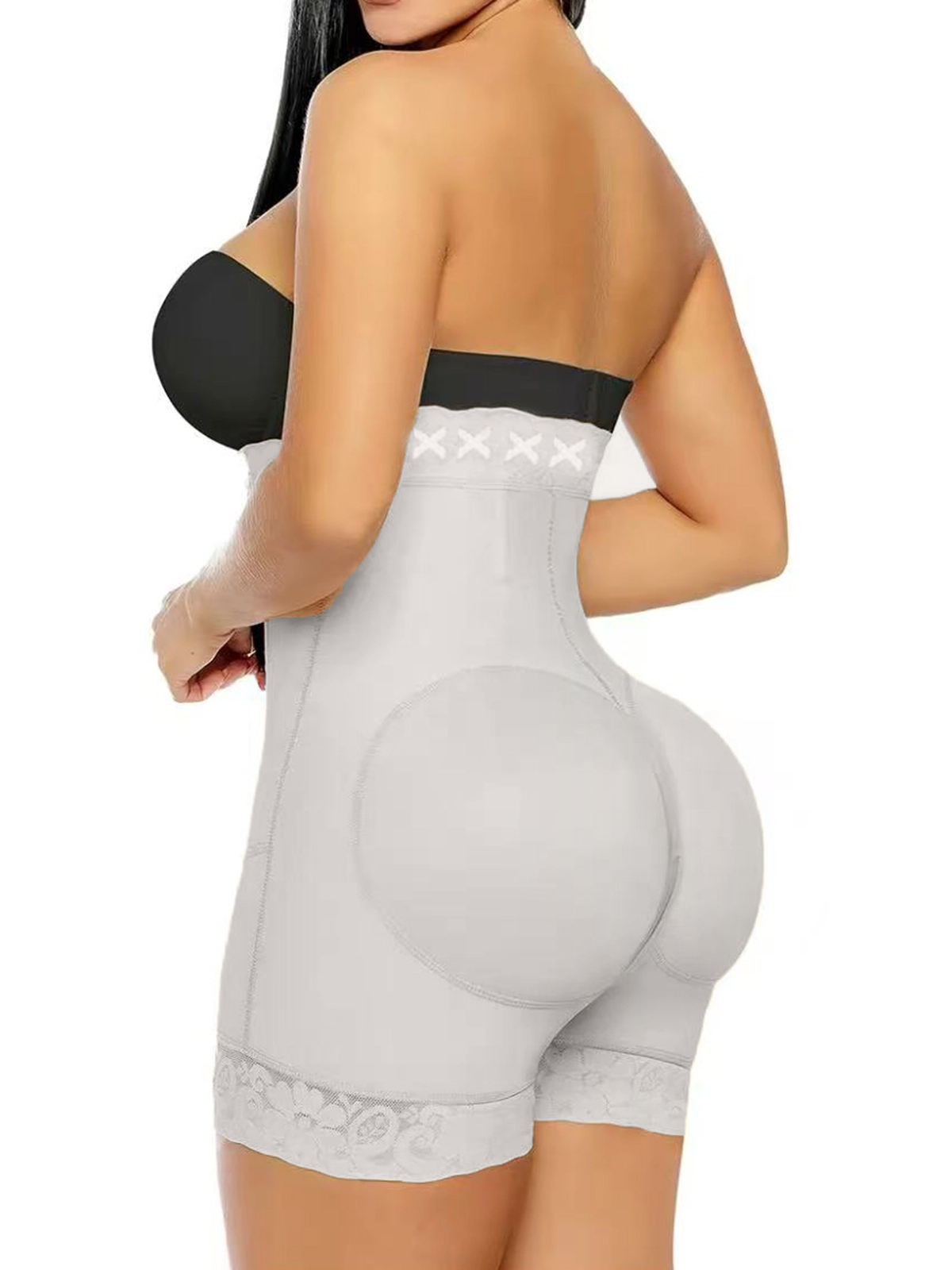 High Waisted Push Up Short With 3 Rows Of Snaps Tummy Control Panties