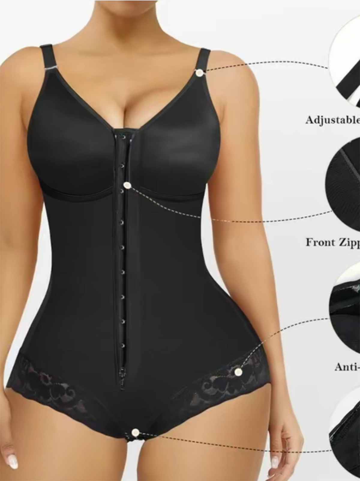 High Compression Full Body Shaper With Front Zipper