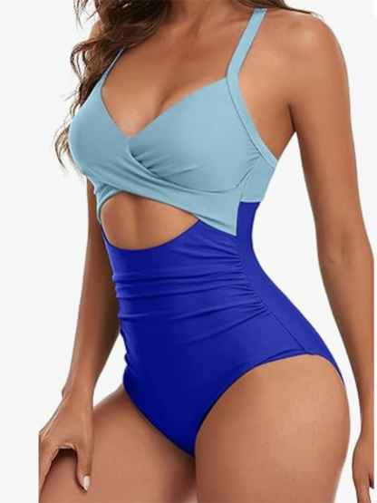 One Piece Swimsuits Tummy Control Cutout High Waisted Bathing Suit Wrap Tie Back