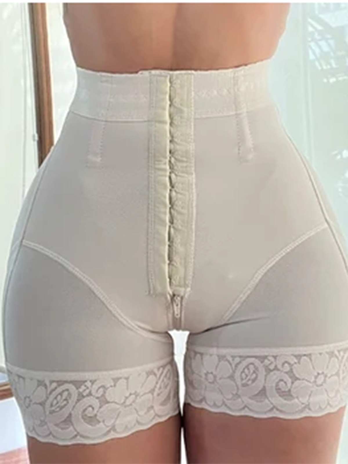 Curve High Waist Butt Lifting Lace Shapewear Shorts with Hooks