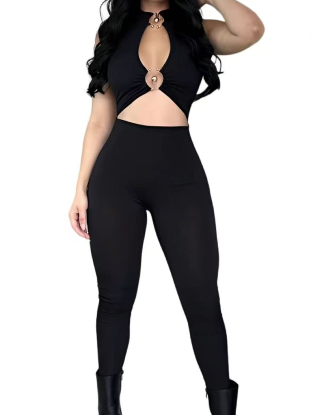 Hollow Tight Sexy Metallic Bodysuit