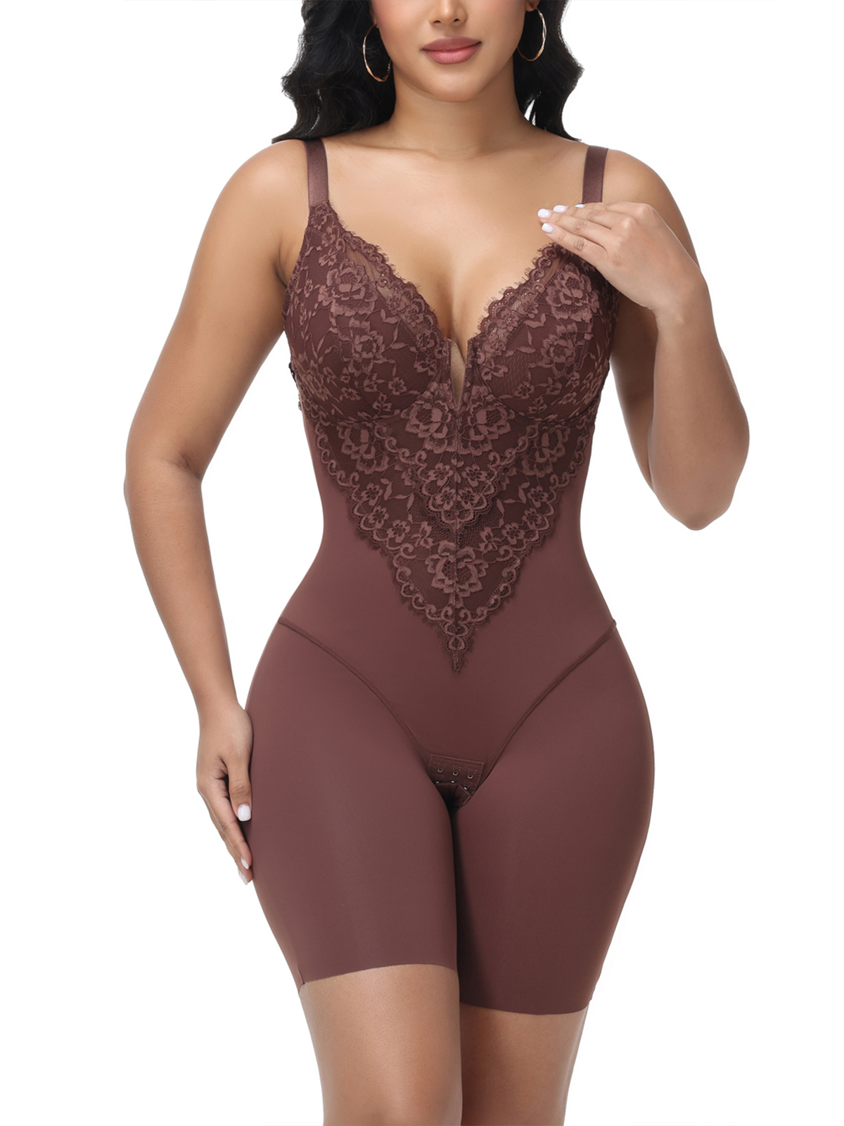 V Neck Backless Halter Bodysuit