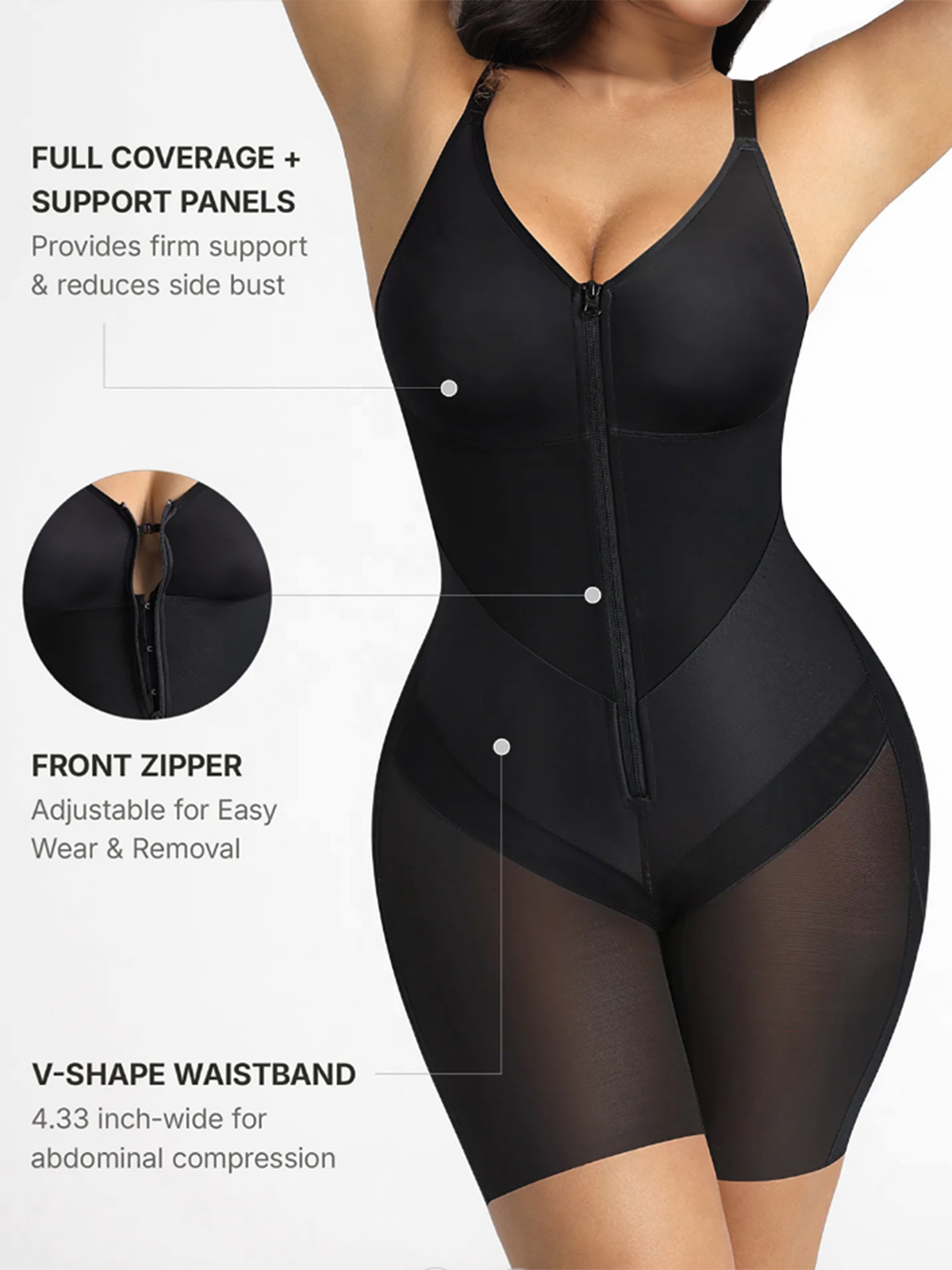 Full Coverage Chest Faja Tummy Control Butt Lift Bodysuit