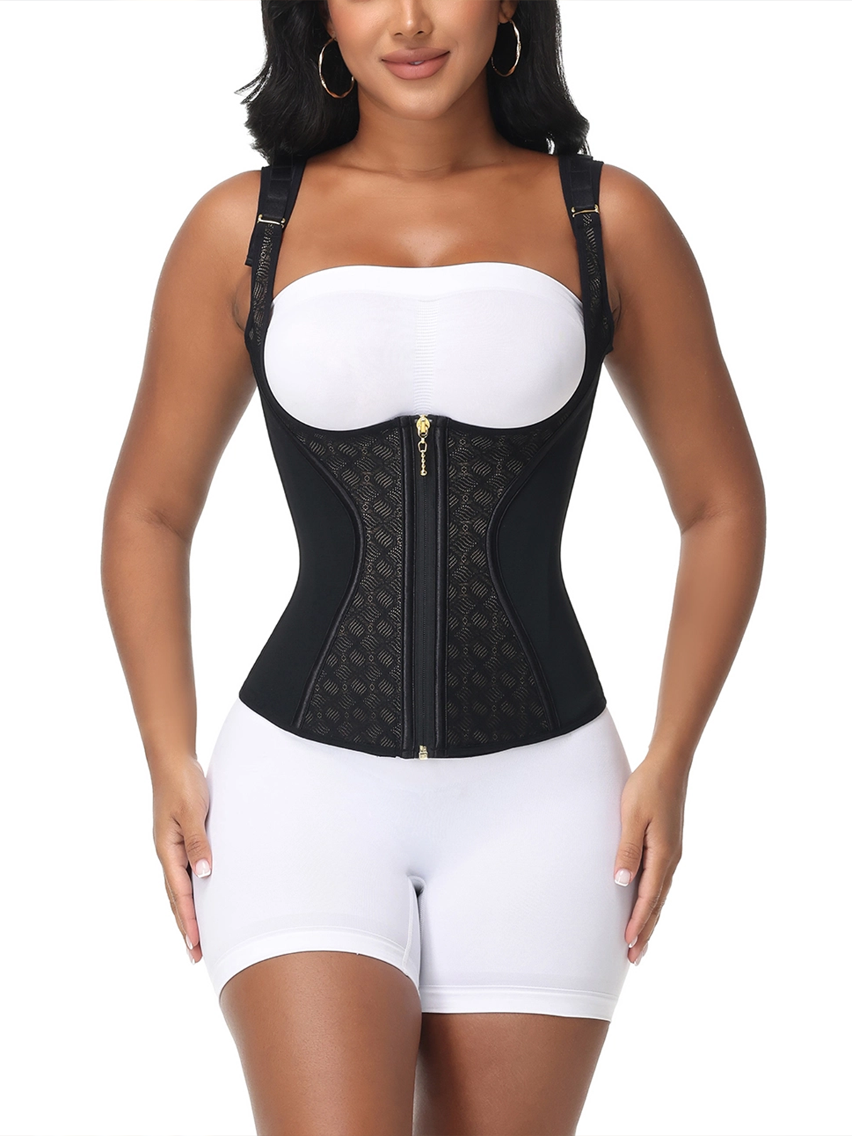Full Coverage Double-Layer Tummy Control Waist Trainer Vest  With Bra