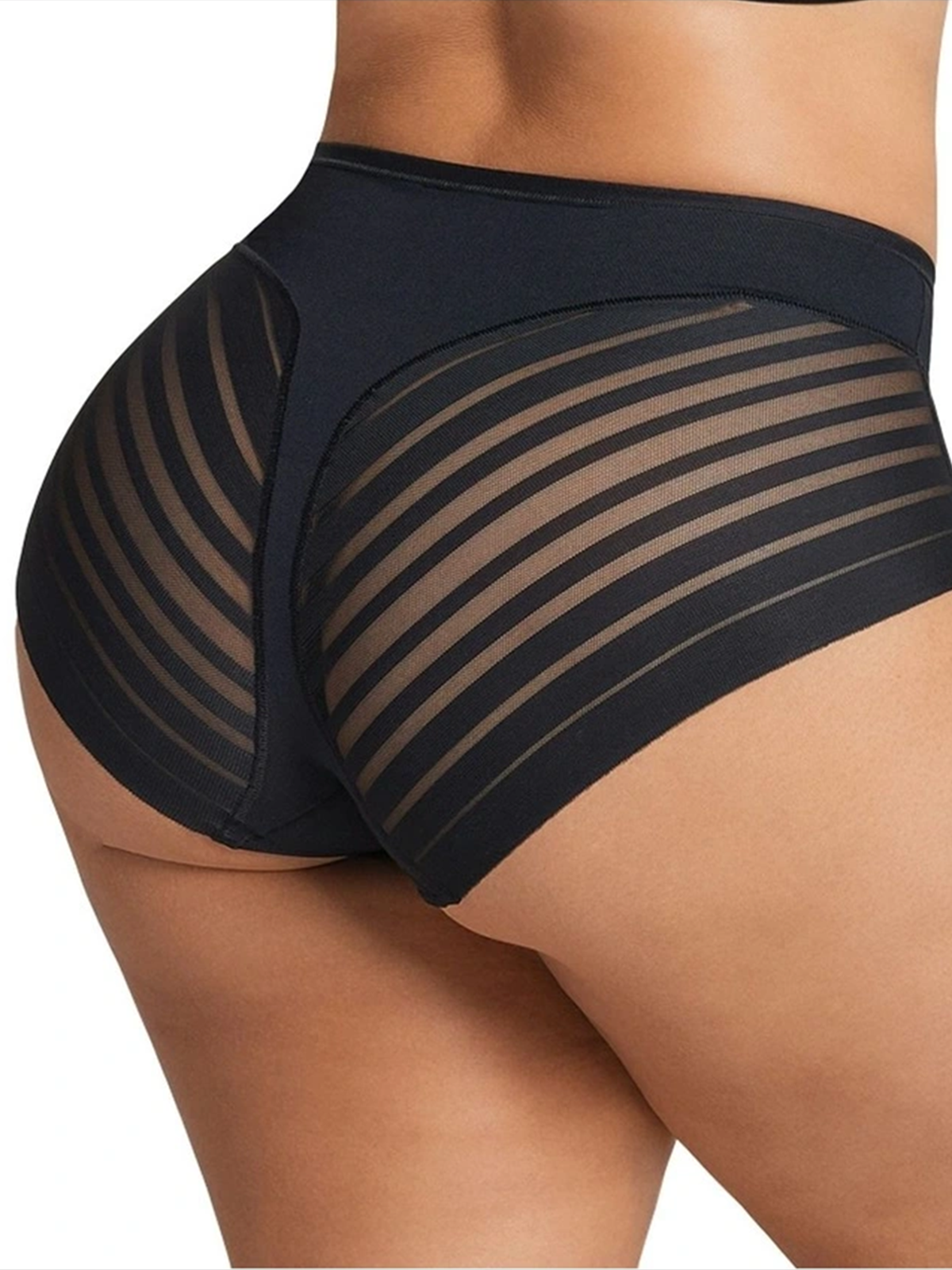 Chiccurve Hip Lift Sheer Mesh Striped Panties