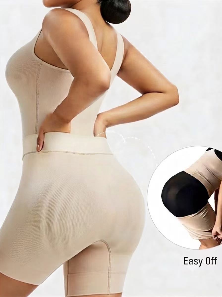 Seamless Scoop Neck Body Shaper Romper with Open Back Drop Seat