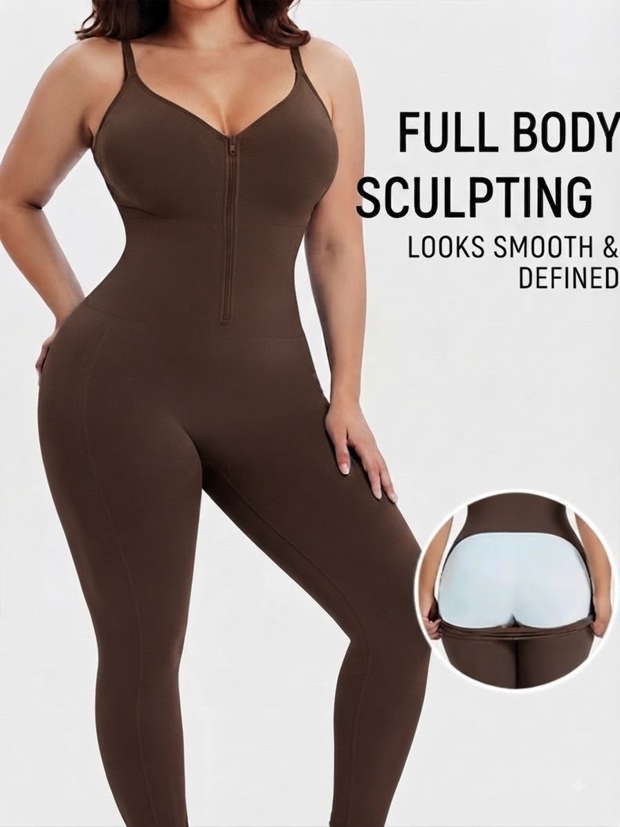 Seamless Full Body Sculpting Jumpsuit With Tummy Control Easy Off