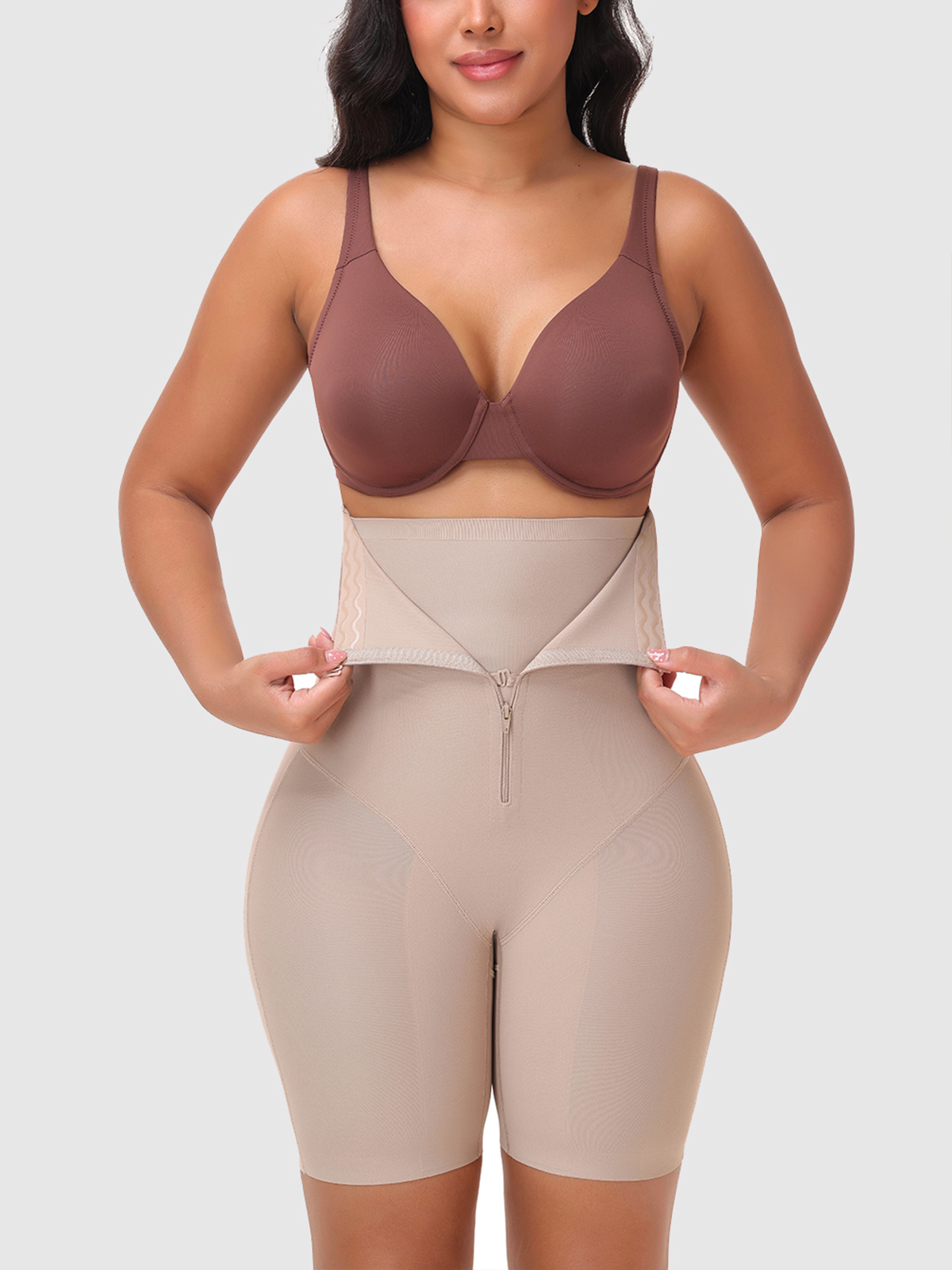 High Waist Tummy Control Zipper Shaping Shorts