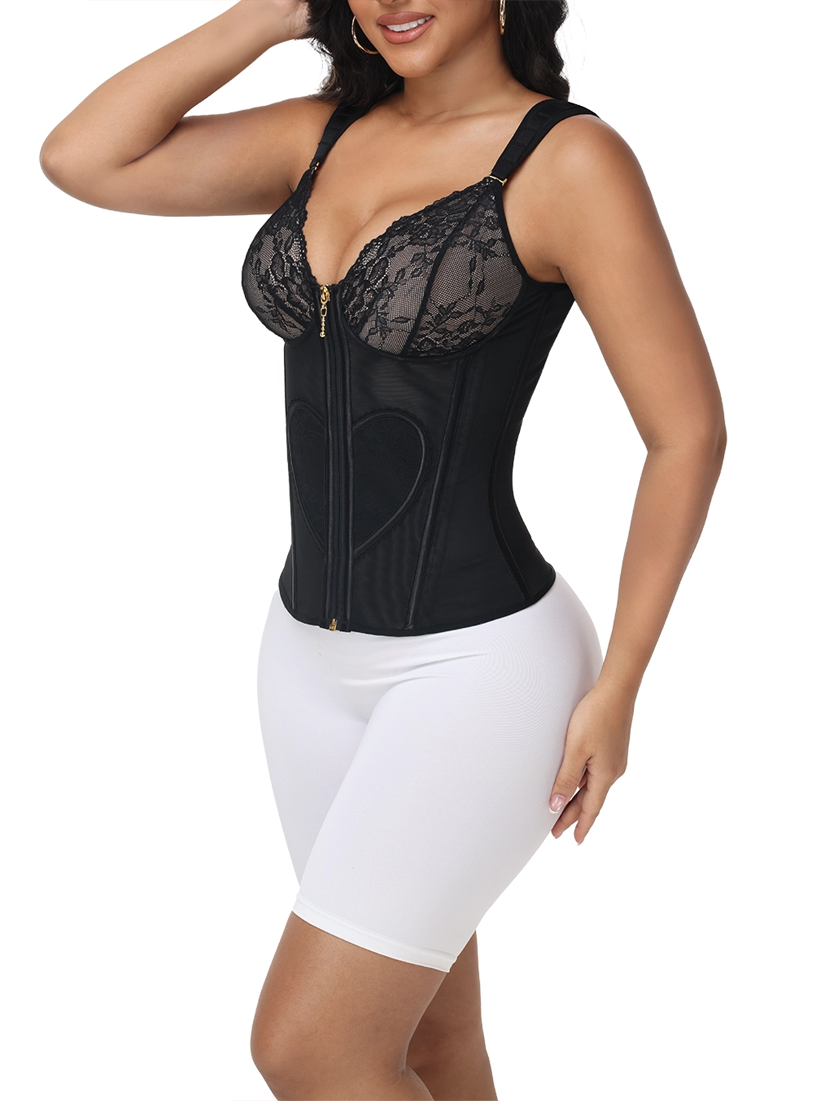 Shapshe® Lace Panel Cutout Heart Design Waist Trainer