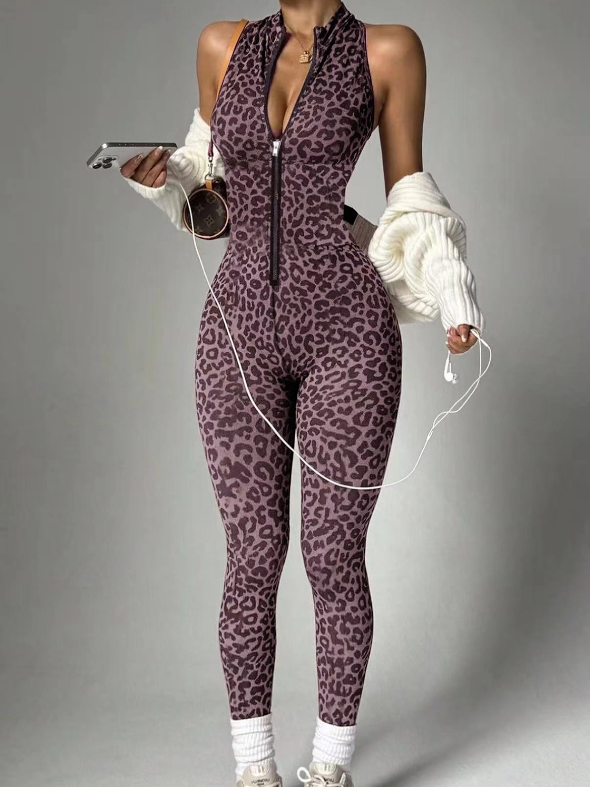 Sexy Leopard Print Yoga Jumpsuit