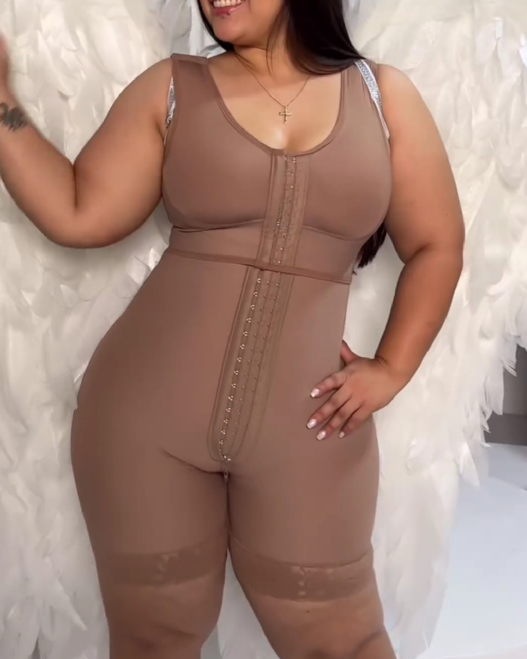 Buckle Front Tummy Control Butt Lifting Zipper Crotch Body Shaper