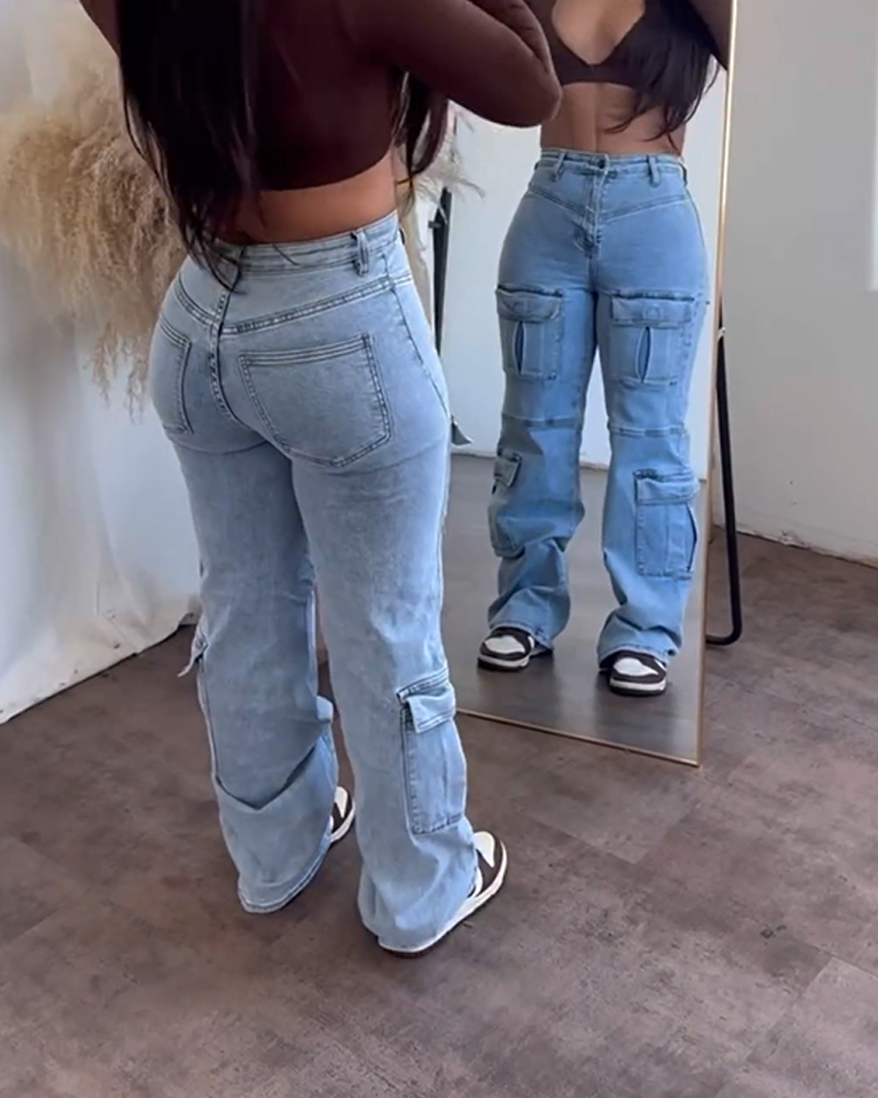 Work Style Multi-Pocket Jeans 