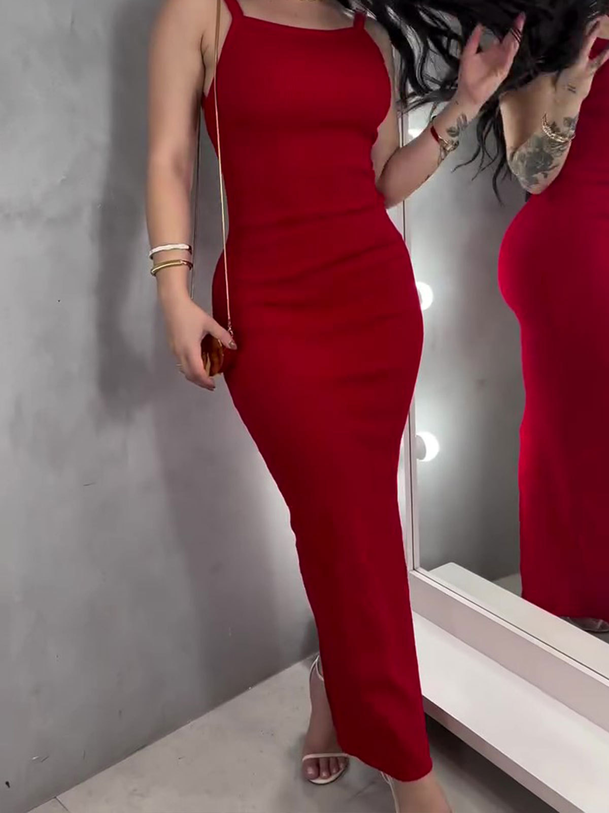 Bust Enclosed Fitted Zip-up Dress