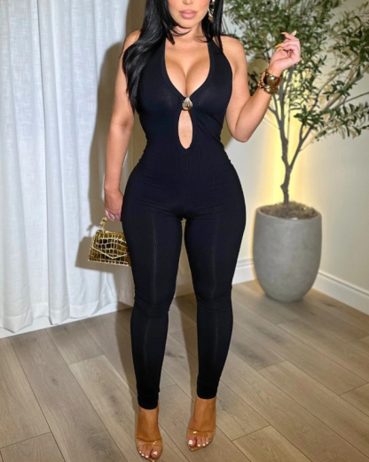 Sleeveless Cutout Bodycon Jumpsuit