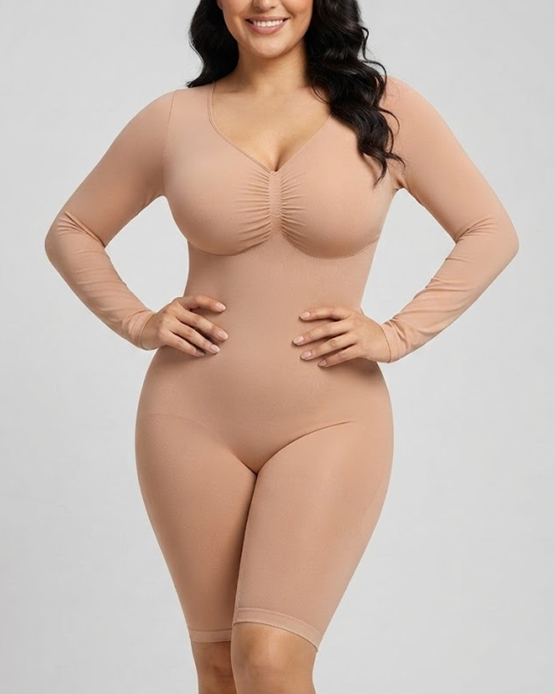Seamless Tight Long Sleeve Full Body Shaping Bodysuit