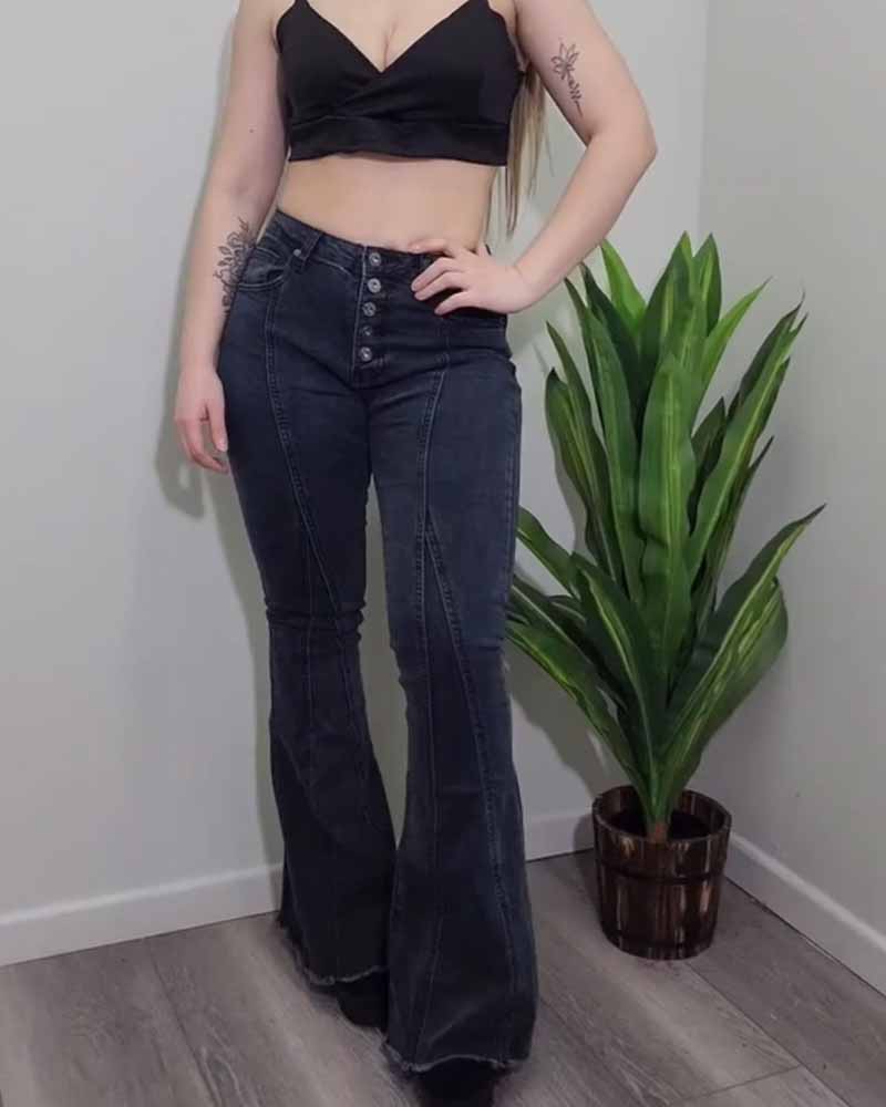 Split Line Skinny Flared Jeans