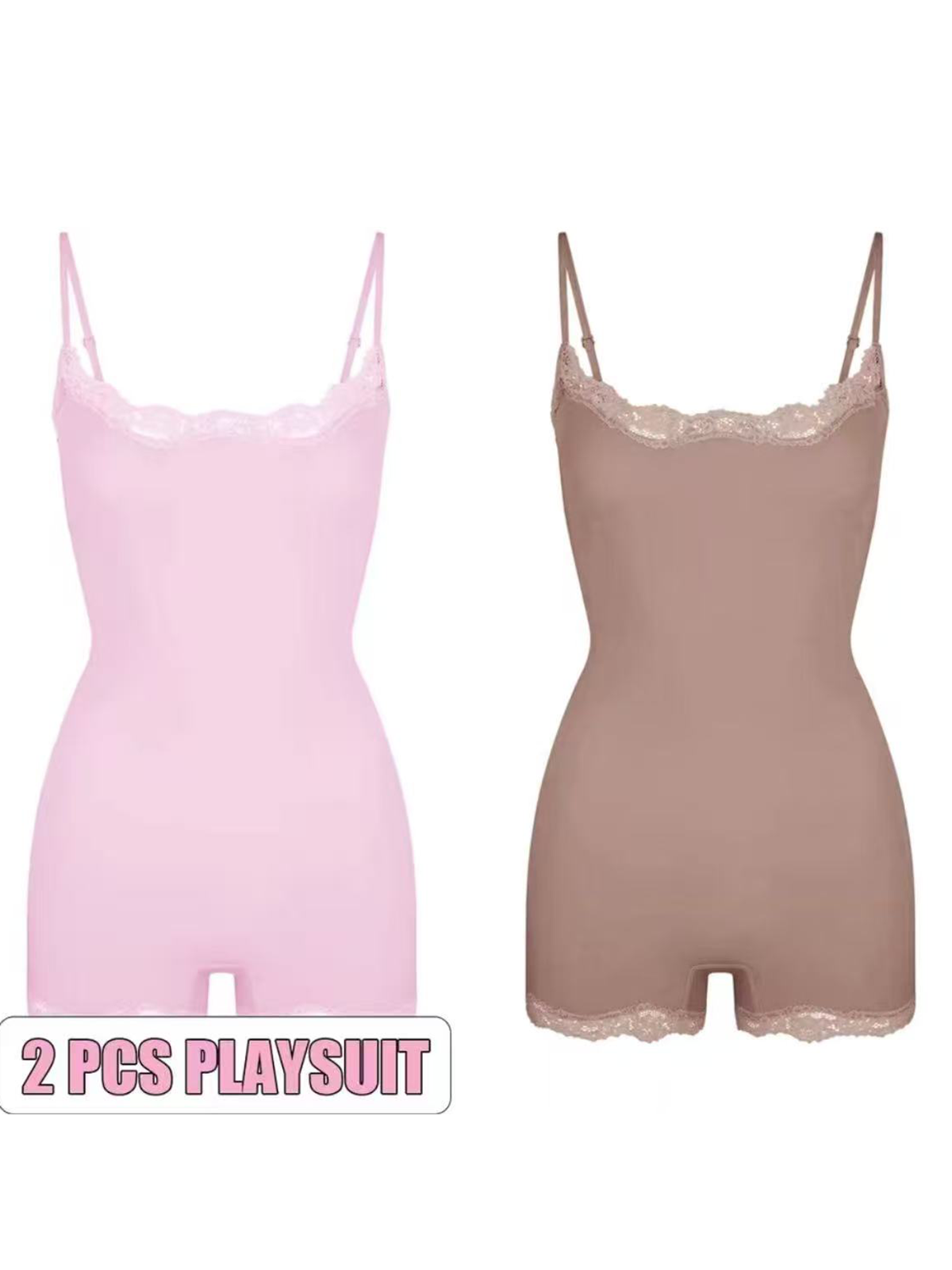 Two-Piece Spaghetti Strap Lace Bodysuit