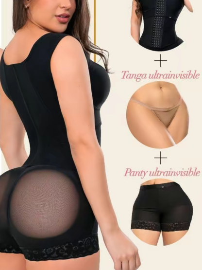Sleeveless Bustier Shaping Top Shaping Shorts Thong Three Pieces Set