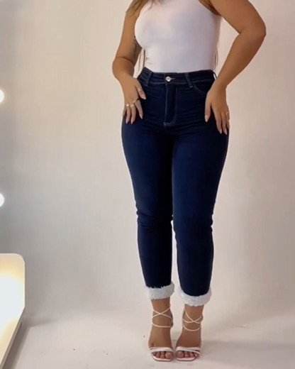 ChicCurve Fleece Skinny Hip Lift Jeans