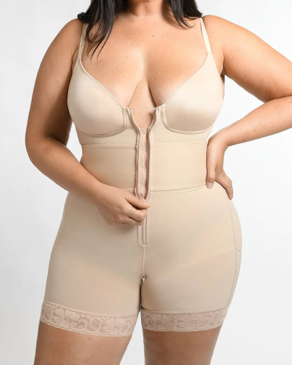 High Elastic Adjustable Strap Tummy Control Shaping Bodysuit With Bra