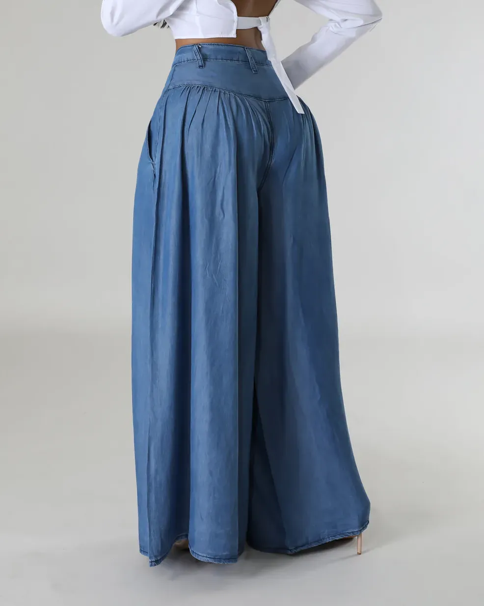 Solid Color Long Wide Leg Flared Pants