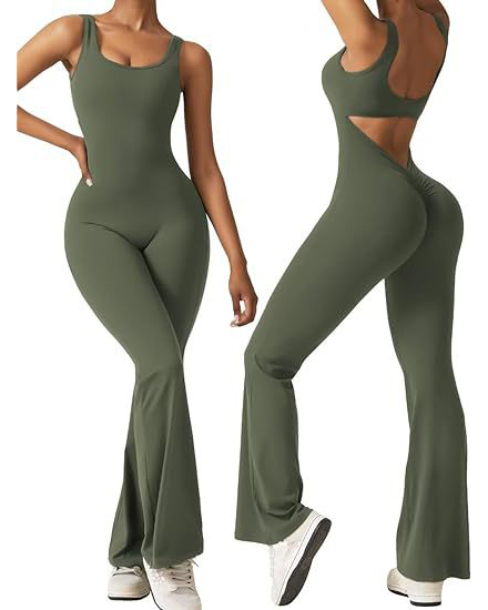 V-Back Flared Jumpsuit