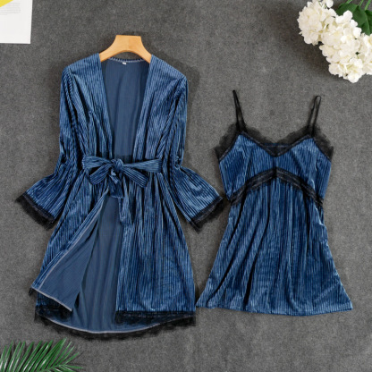 Velvet Sexy Lace Two Piece Pajamas