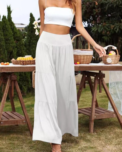High-Waisted Baggy Cotton Hemp Wide-Leg Pants